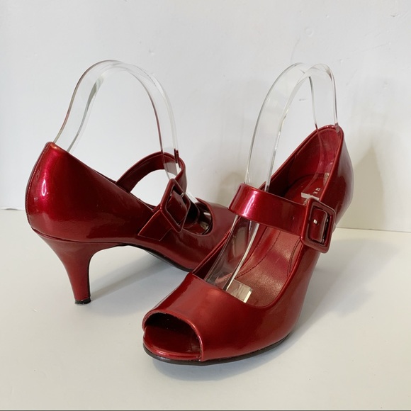 * SOLD* Kenneth Cole Red Peep Toe Heels 8.5 M - Picture 4 of 13